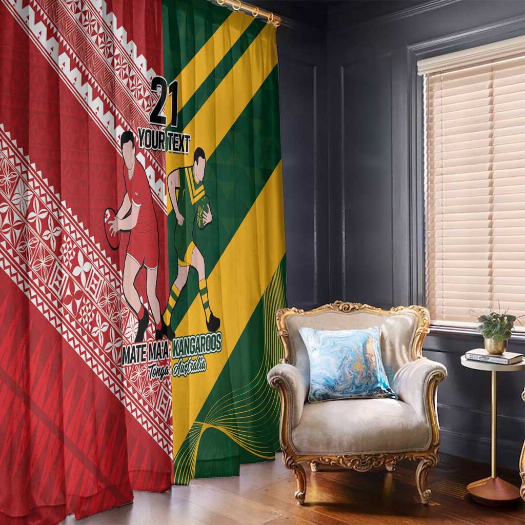 Australia-Tonga Rugby Pacific Custom Window Curtain The Kangaroos and Mate Ma'a Tonga LT9 - Polynesian Pride