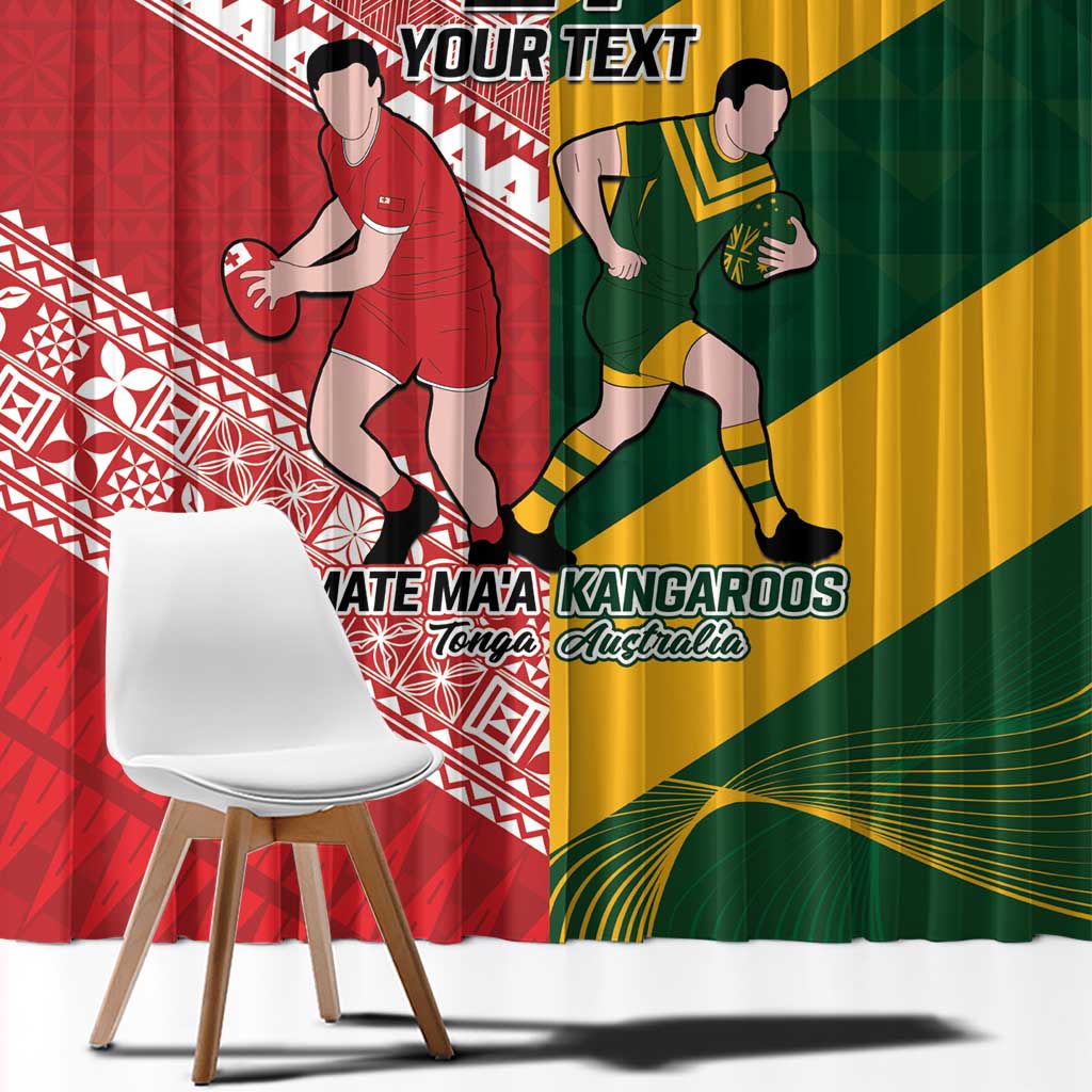 Australia-Tonga Rugby Pacific Custom Window Curtain The Kangaroos and Mate Ma'a Tonga LT9 - Polynesian Pride