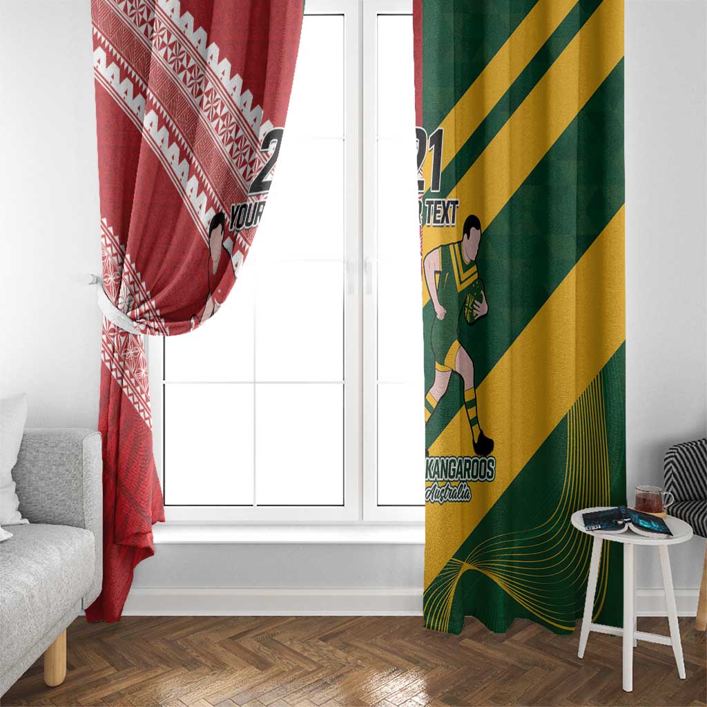 Australia-Tonga Rugby Pacific Custom Window Curtain The Kangaroos and Mate Ma'a Tonga LT9 - Polynesian Pride