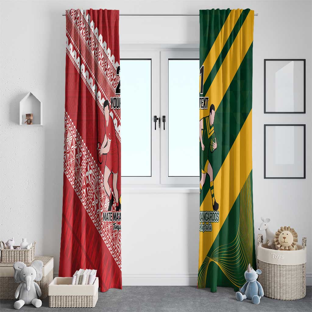 Australia-Tonga Rugby Pacific Custom Window Curtain The Kangaroos and Mate Ma'a Tonga LT9 - Polynesian Pride
