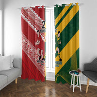 Australia-Tonga Rugby Pacific Custom Window Curtain The Kangaroos and Mate Ma'a Tonga LT9 With Grommets Red-Green - Polynesian Pride
