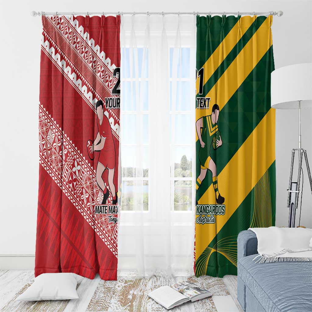 Australia-Tonga Rugby Pacific Custom Window Curtain The Kangaroos and Mate Ma'a Tonga LT9 - Polynesian Pride