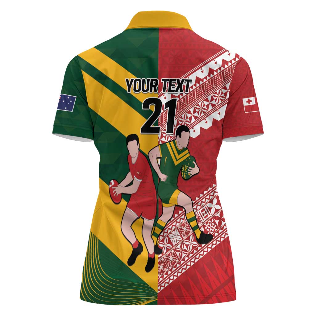 Australia-Tonga Rugby Pacific Custom Women Polo Shirt The Kangaroos and Mate Ma'a Tonga