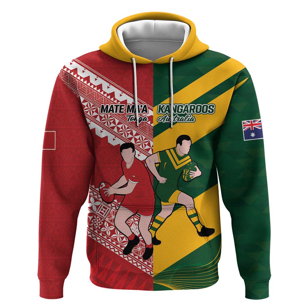 Australia-Tonga Rugby Pacific Custom Zip Hoodie The Kangaroos and Mate Ma'a Tonga