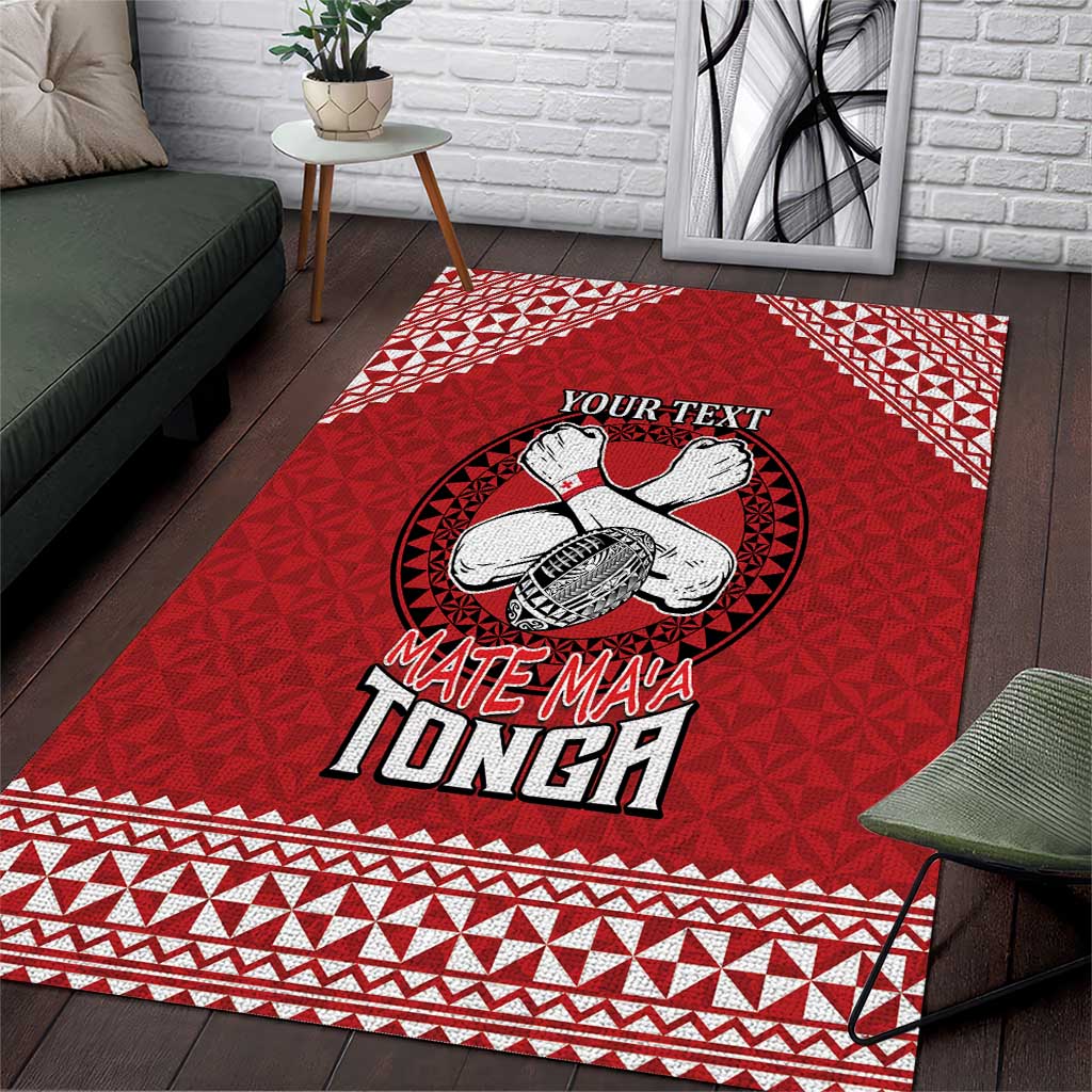 Tonga Rugby XIII Custom Area Rug Mate Ma'a Tonga with Ngatu Pattern