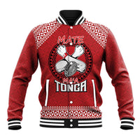 Tonga Rugby XIII Custom Baseball Jacket Mate Ma'a Tonga with Ngatu Pattern LT9 Unisex Red - Polynesian Pride