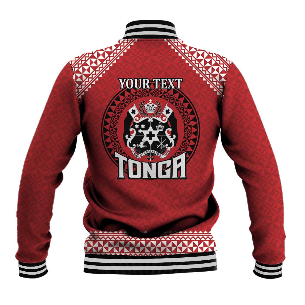 Tonga Rugby XIII Custom Baseball Jacket Mate Ma'a Tonga with Ngatu Pattern LT9 - Polynesian Pride