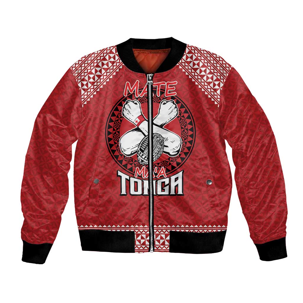 Tonga Rugby XIII Custom Bomber Jacket Mate Ma'a Tonga with Ngatu Pattern