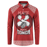 Tonga Rugby XIII Custom Button Sweatshirt Mate Ma'a Tonga with Ngatu Pattern LT9 Red - Polynesian Pride