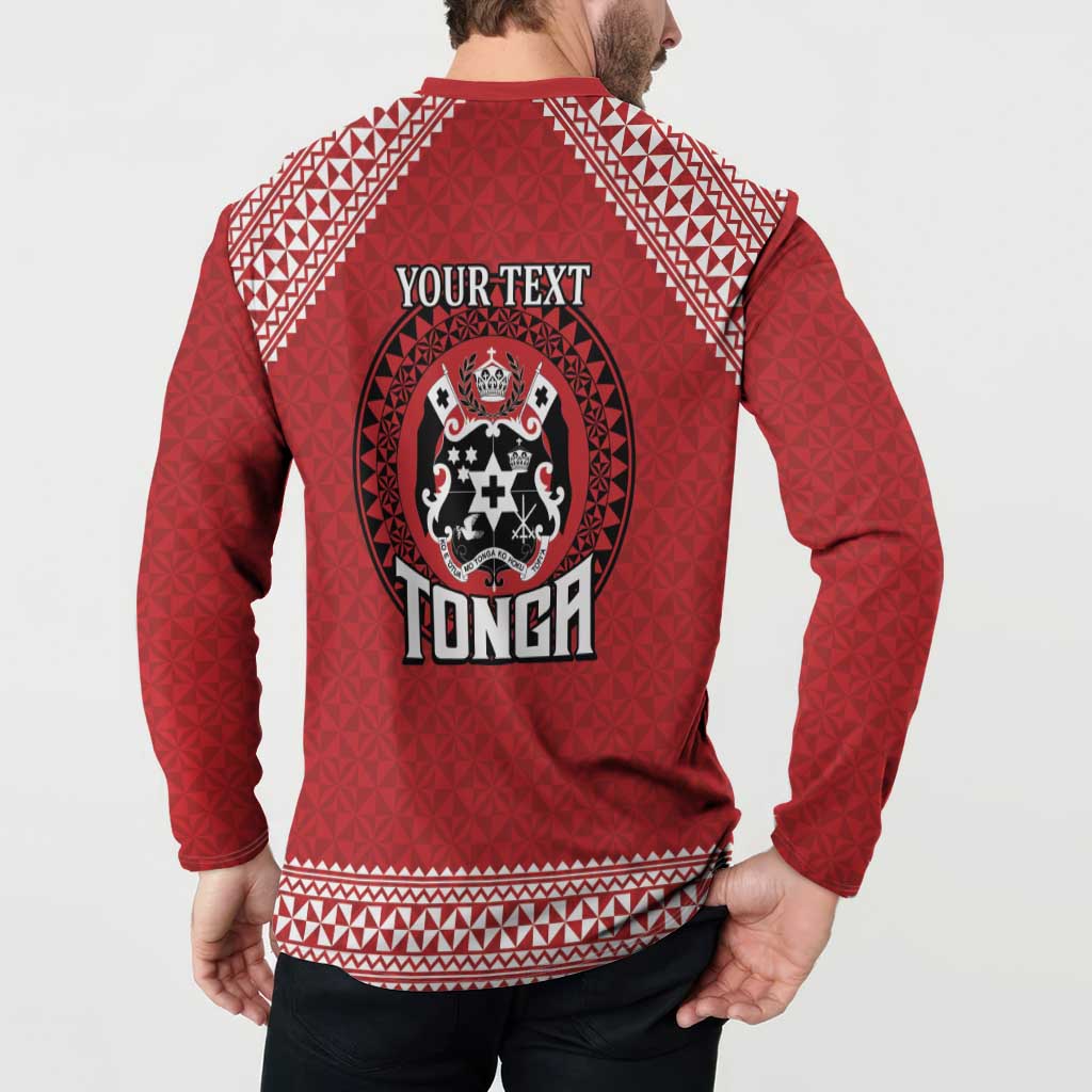 Tonga Rugby XIII Custom Button Sweatshirt Mate Ma'a Tonga with Ngatu Pattern LT9 - Polynesian Pride