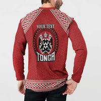 Tonga Rugby XIII Custom Button Sweatshirt Mate Ma'a Tonga with Ngatu Pattern LT9 - Polynesian Pride