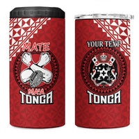 Tonga Rugby XIII Custom 4 in 1 Can Cooler Tumbler Mate Ma'a Tonga with Ngatu Pattern