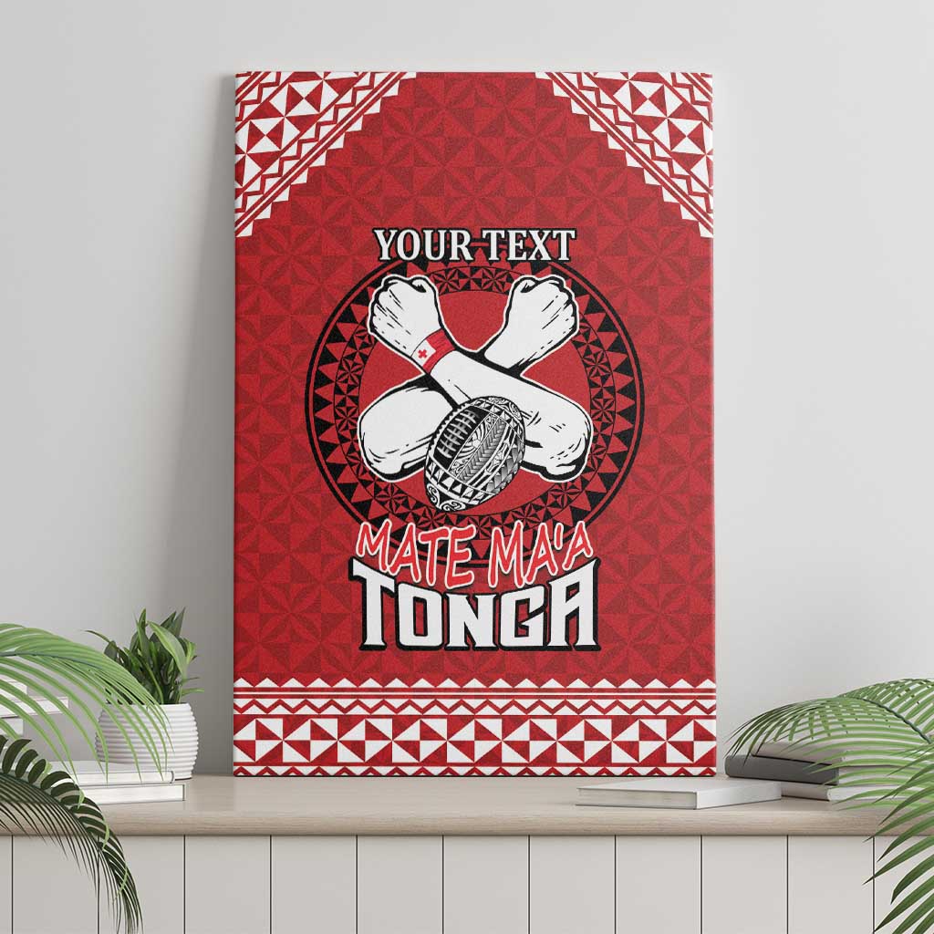 Tonga Rugby XIII Custom Canvas Wall Art Mate Ma'a Tonga with Ngatu Pattern LT9 - Polynesian Pride