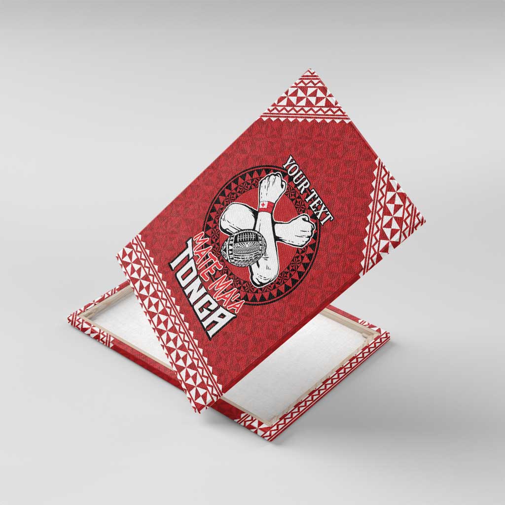 Tonga Rugby XIII Custom Canvas Wall Art Mate Ma'a Tonga with Ngatu Pattern LT9 With Frame Red - Polynesian Pride