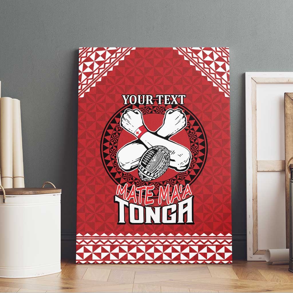 Tonga Rugby XIII Custom Canvas Wall Art Mate Ma'a Tonga with Ngatu Pattern LT9 - Polynesian Pride