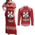 Tonga Rugby XIII Custom Couples Matching Off Shoulder Maxi Dress and Long Sleeve Button Shirt Mate Ma'a Tonga with Ngatu Pattern