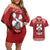 Tonga Rugby XIII Custom Couples Matching Off Shoulder Short Dress and Hawaiian Shirt Mate Ma'a Tonga with Ngatu Pattern