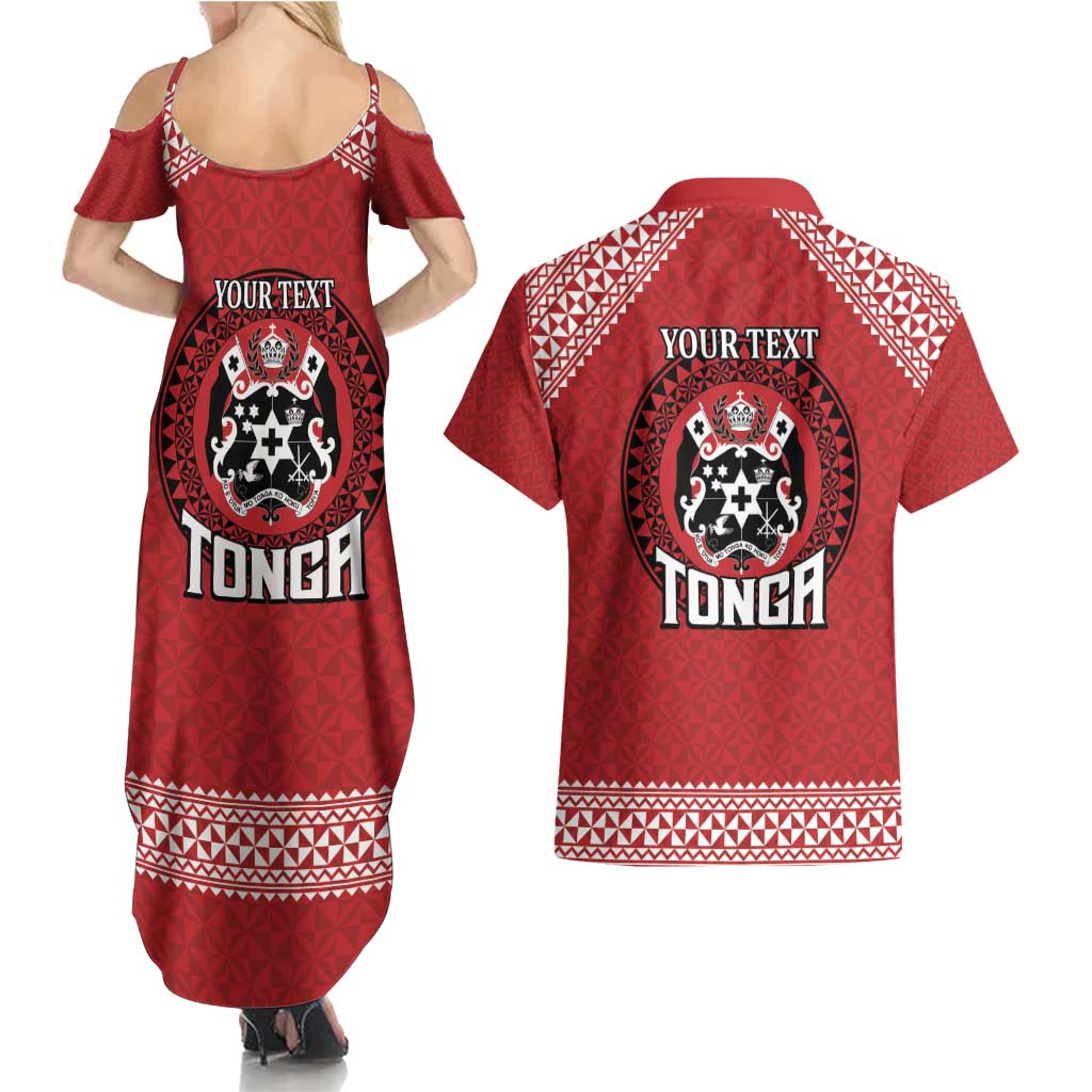 Tonga Rugby XIII Custom Couples Matching Summer Maxi Dress and Hawaiian Shirt Mate Ma'a Tonga with Ngatu Pattern LT9 - Polynesian Pride