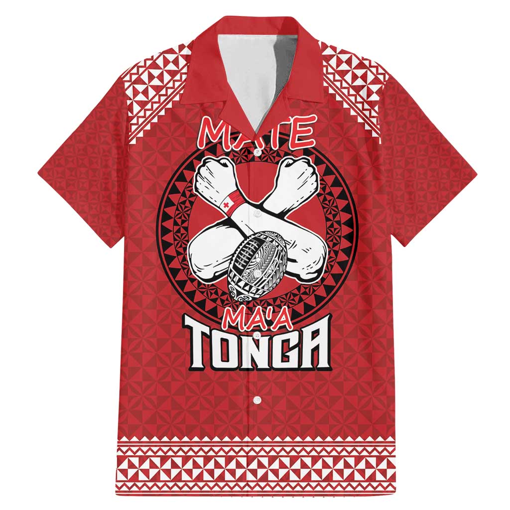 Tonga Rugby XIII Custom Family Matching Mermaid Dress and Hawaiian Shirt Mate Ma'a Tonga with Ngatu Pattern