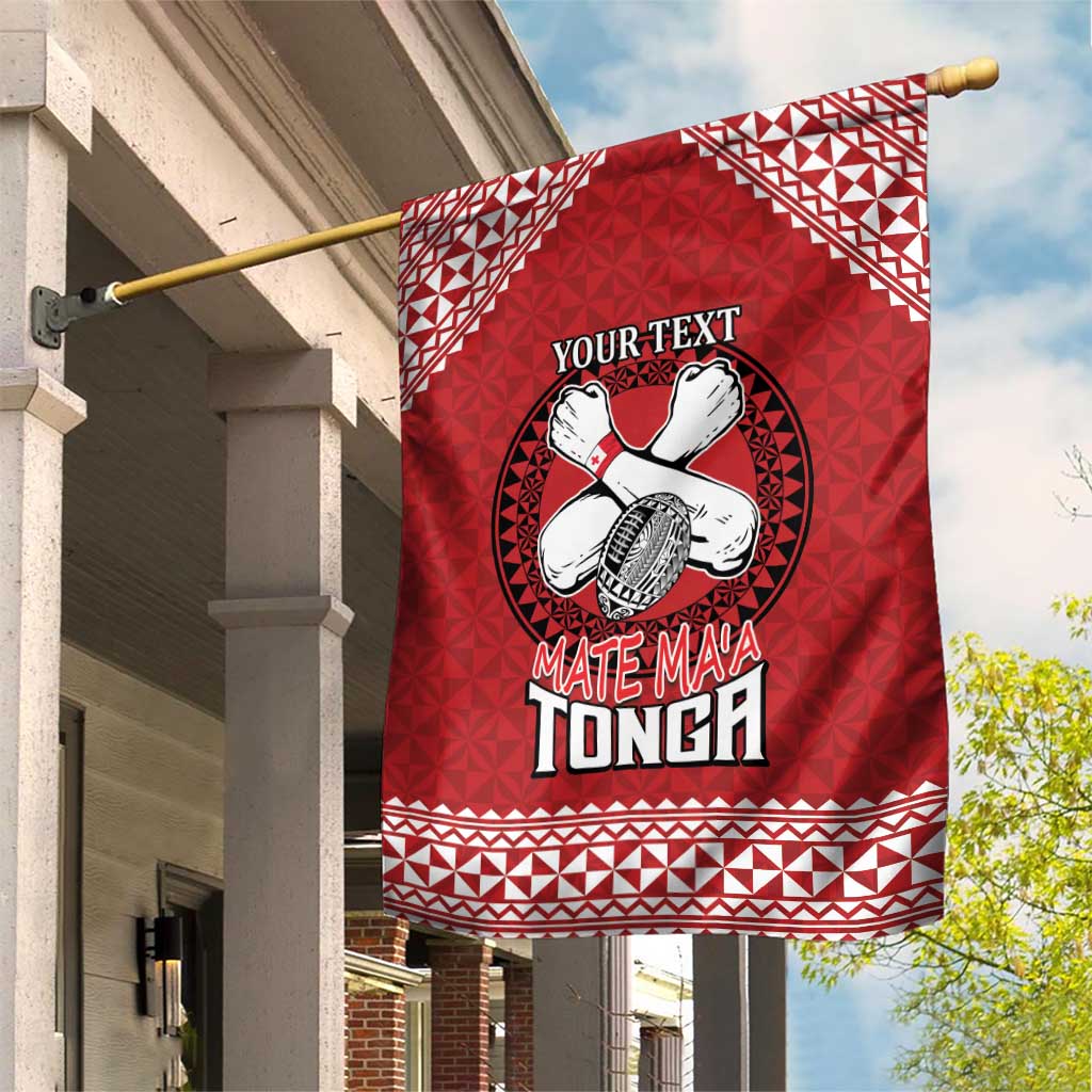 Tonga Rugby XIII Custom Garden Flag Mate Ma'a Tonga with Ngatu Pattern LT9 House Flag Red - Polynesian Pride
