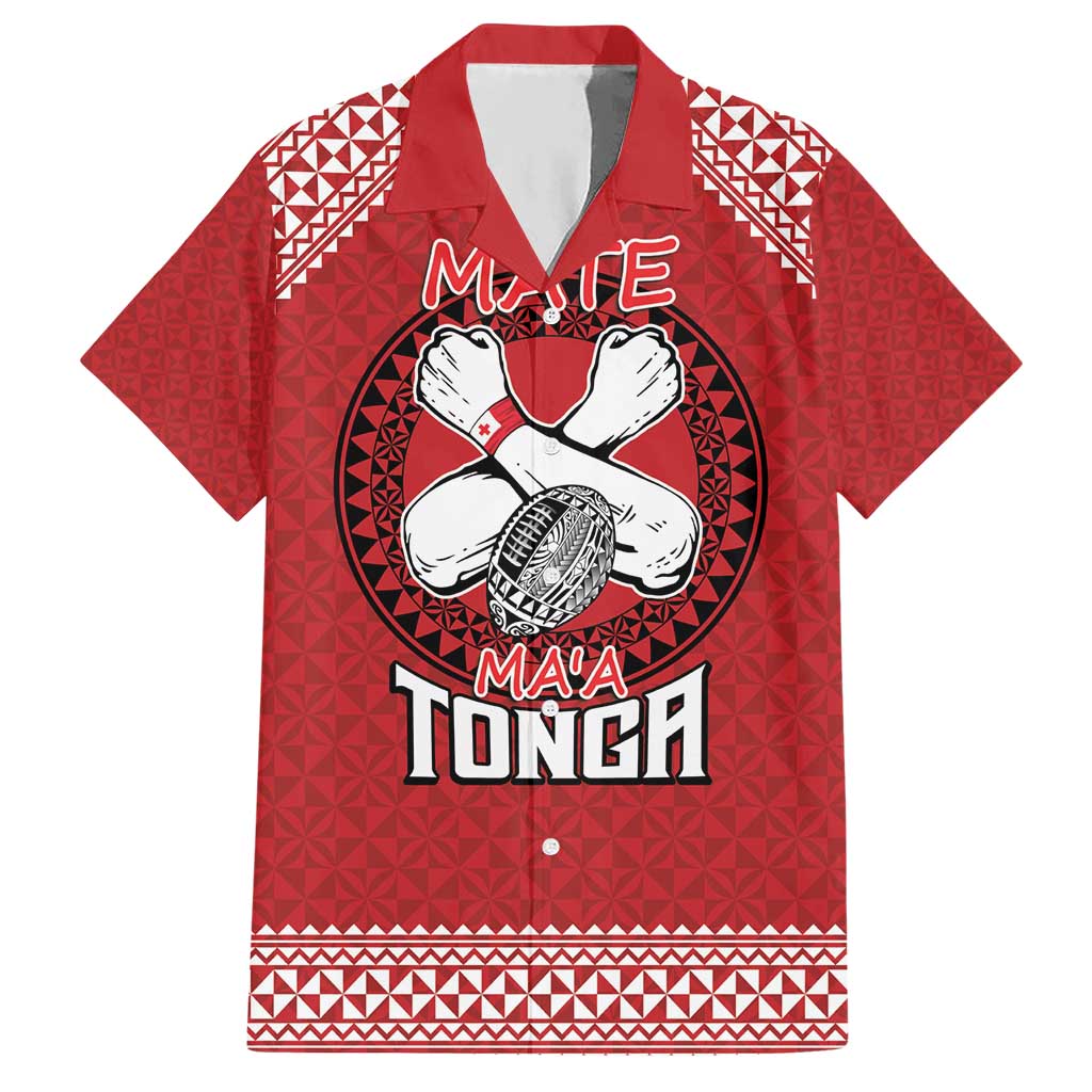 Tonga Rugby XIII Custom Hawaiian Shirt Mate Ma'a Tonga with Ngatu Pattern LT9 Red - Polynesian Pride
