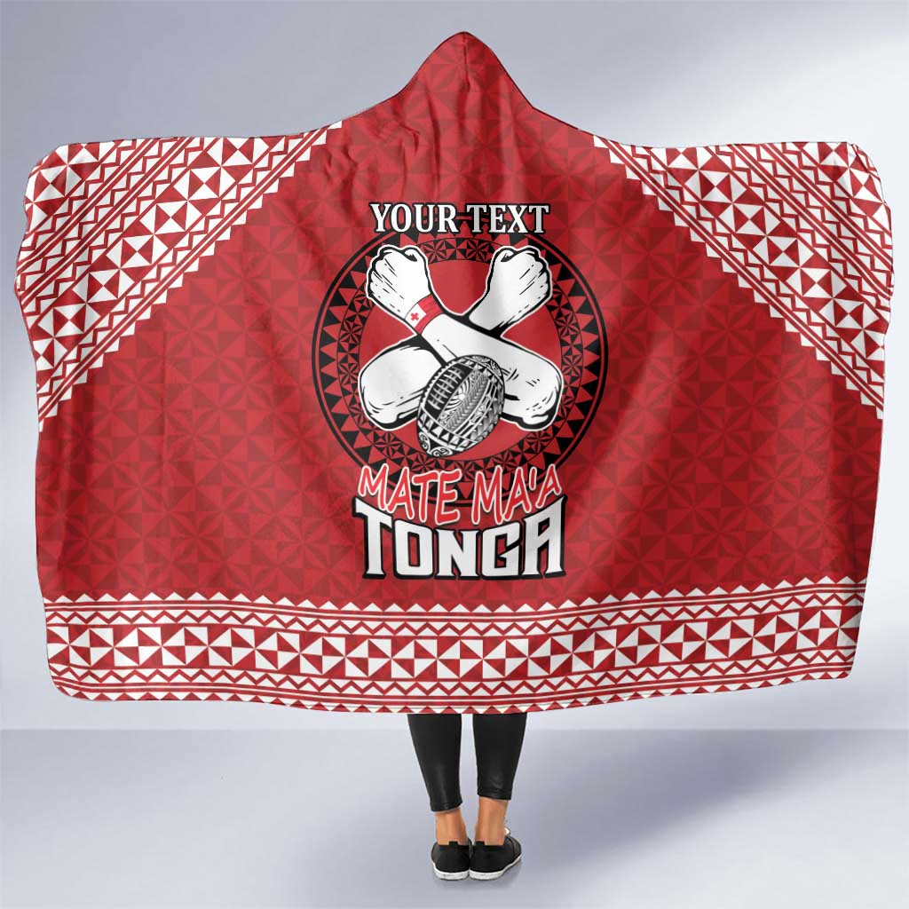 Tonga Rugby XIII Custom Hooded Blanket Mate Ma'a Tonga with Ngatu Pattern LT9 One Size Red - Polynesian Pride