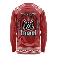 Tonga Rugby XIII Custom Long Sleeve Shirt Mate Ma'a Tonga with Ngatu Pattern