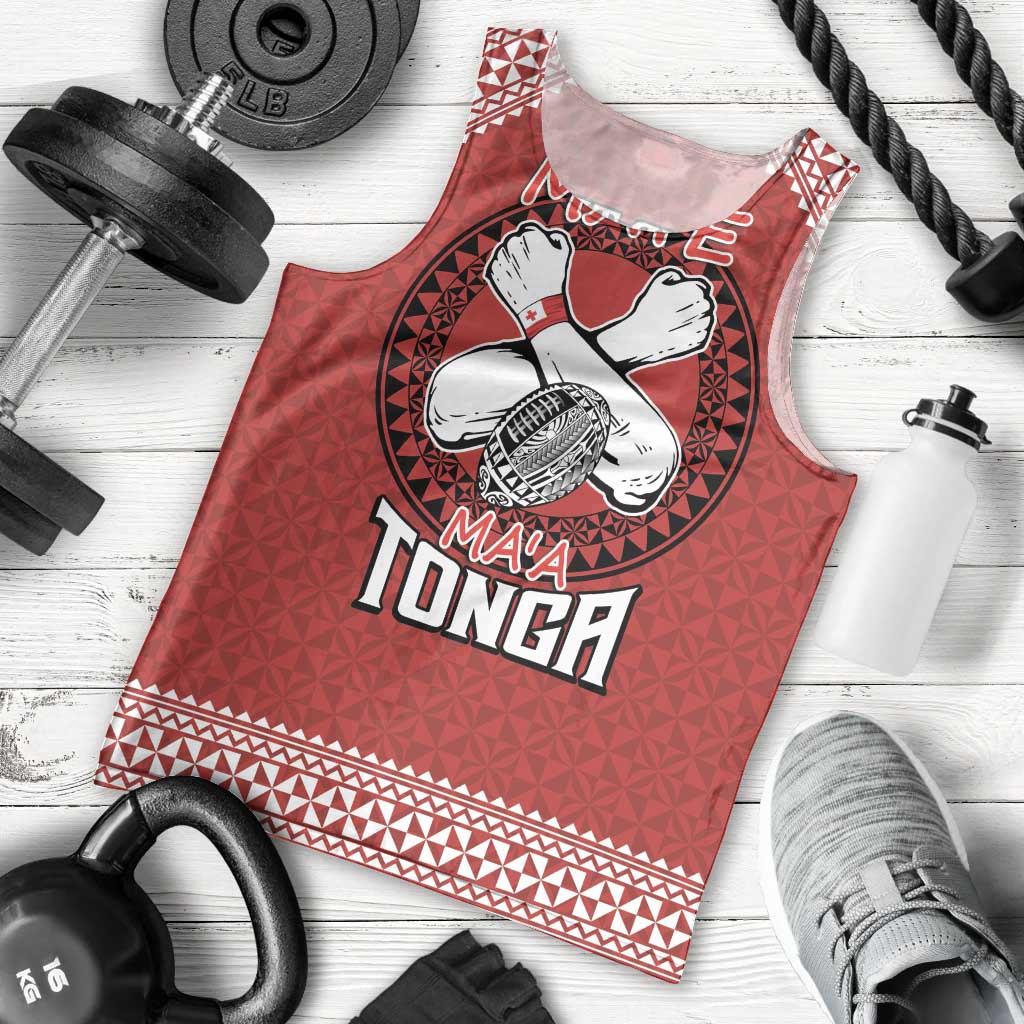 Tonga Rugby XIII Custom Men Tank Top Mate Ma'a Tonga with Ngatu Pattern LT9 - Polynesian Pride