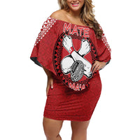 Tonga Rugby XIII Custom Off Shoulder Short Dress Mate Ma'a Tonga with Ngatu Pattern LT9 Women Red - Polynesian Pride