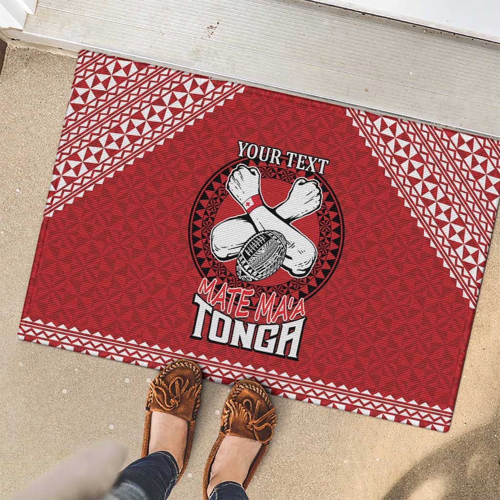 Tonga Rugby XIII Custom Rubber Doormat Mate Ma'a Tonga with Ngatu Pattern LT9 - Polynesian Pride