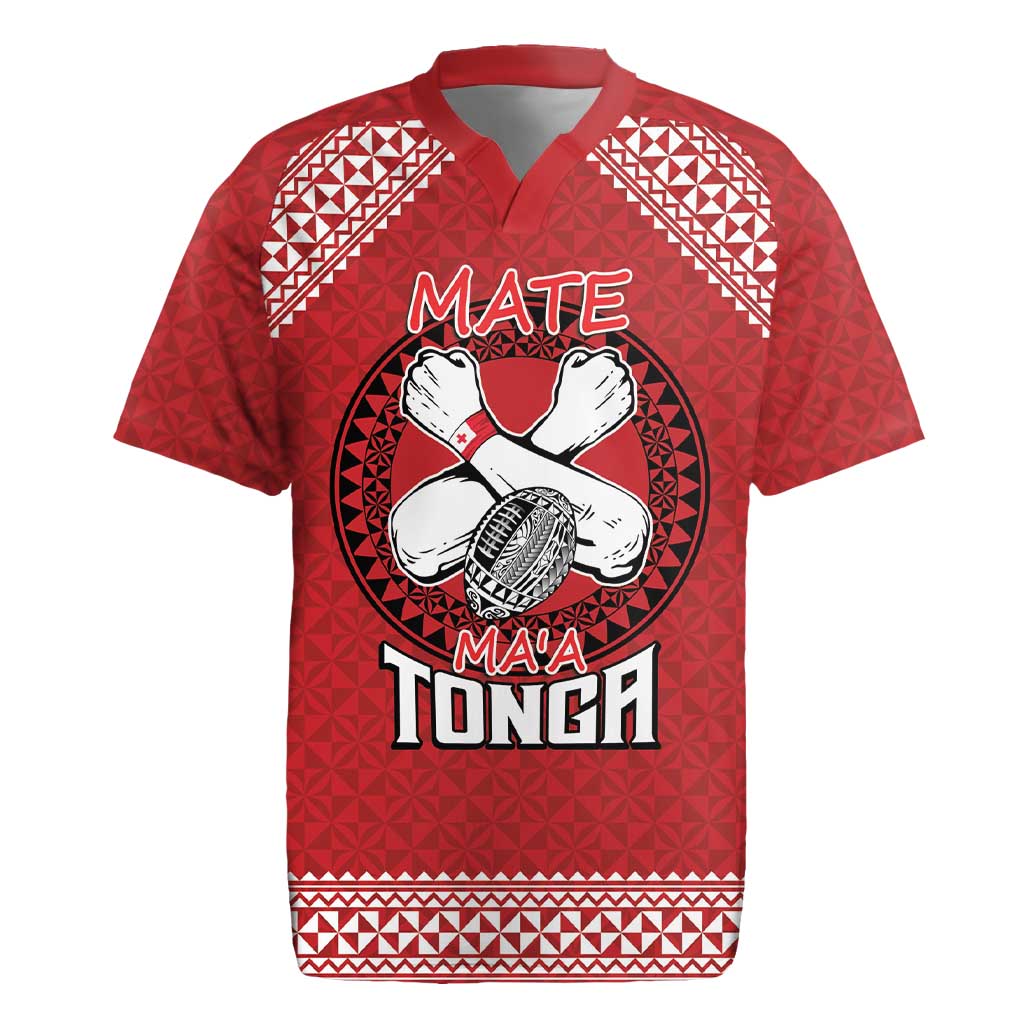 Tonga Rugby XIII Custom Rugby Jersey Mate Ma'a Tonga with Ngatu Pattern LT9 Red - Polynesian Pride