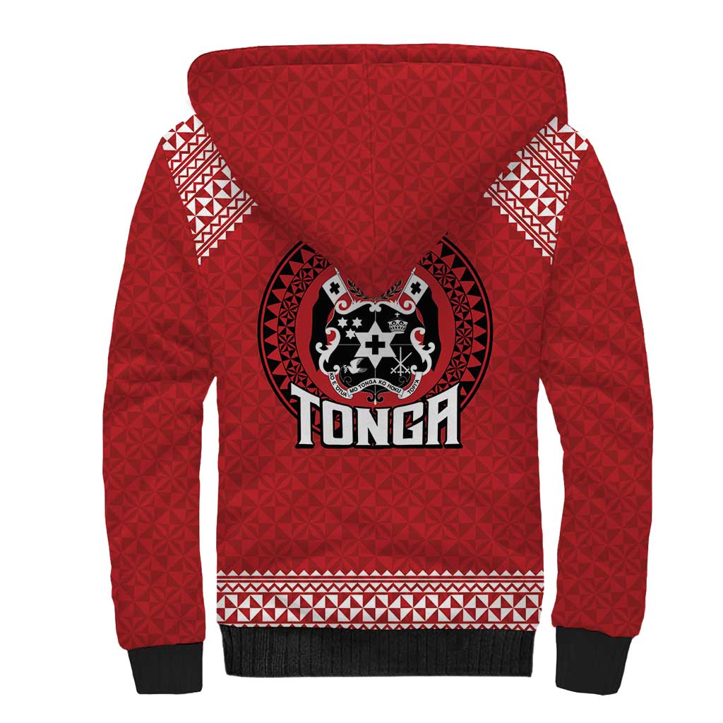 Tonga Rugby XIII Custom Sherpa Hoodie Mate Ma'a Tonga with Ngatu Pattern