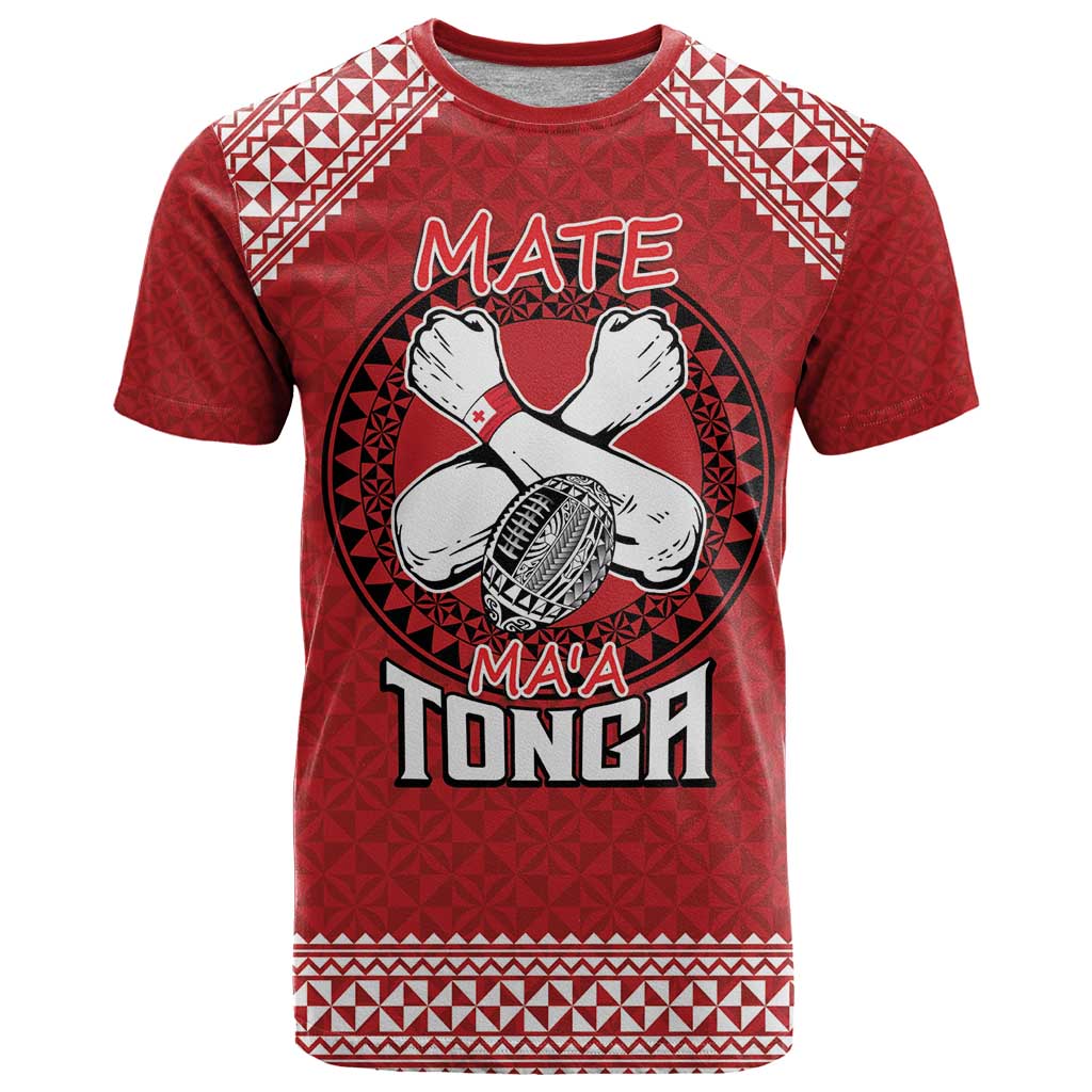 Tonga Rugby XIII Custom T Shirt Mate Ma'a Tonga with Ngatu Pattern