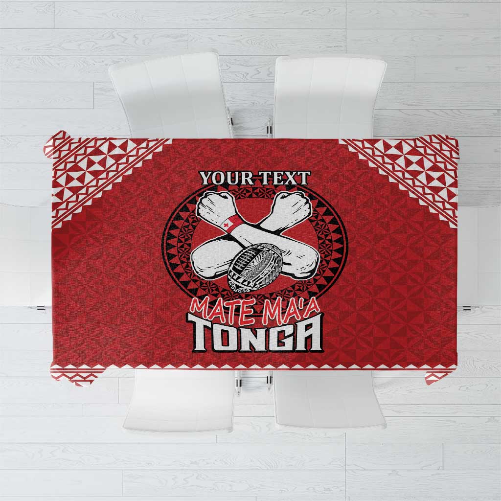 Tonga Rugby XIII Custom Tablecloth Mate Ma'a Tonga with Ngatu Pattern LT9 Red - Polynesian Pride