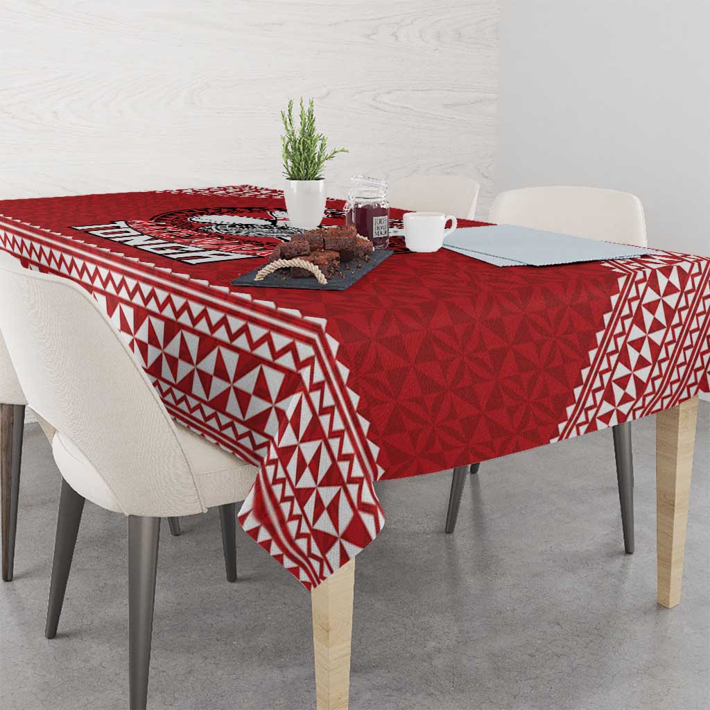 Tonga Rugby XIII Custom Tablecloth Mate Ma'a Tonga with Ngatu Pattern LT9 - Polynesian Pride