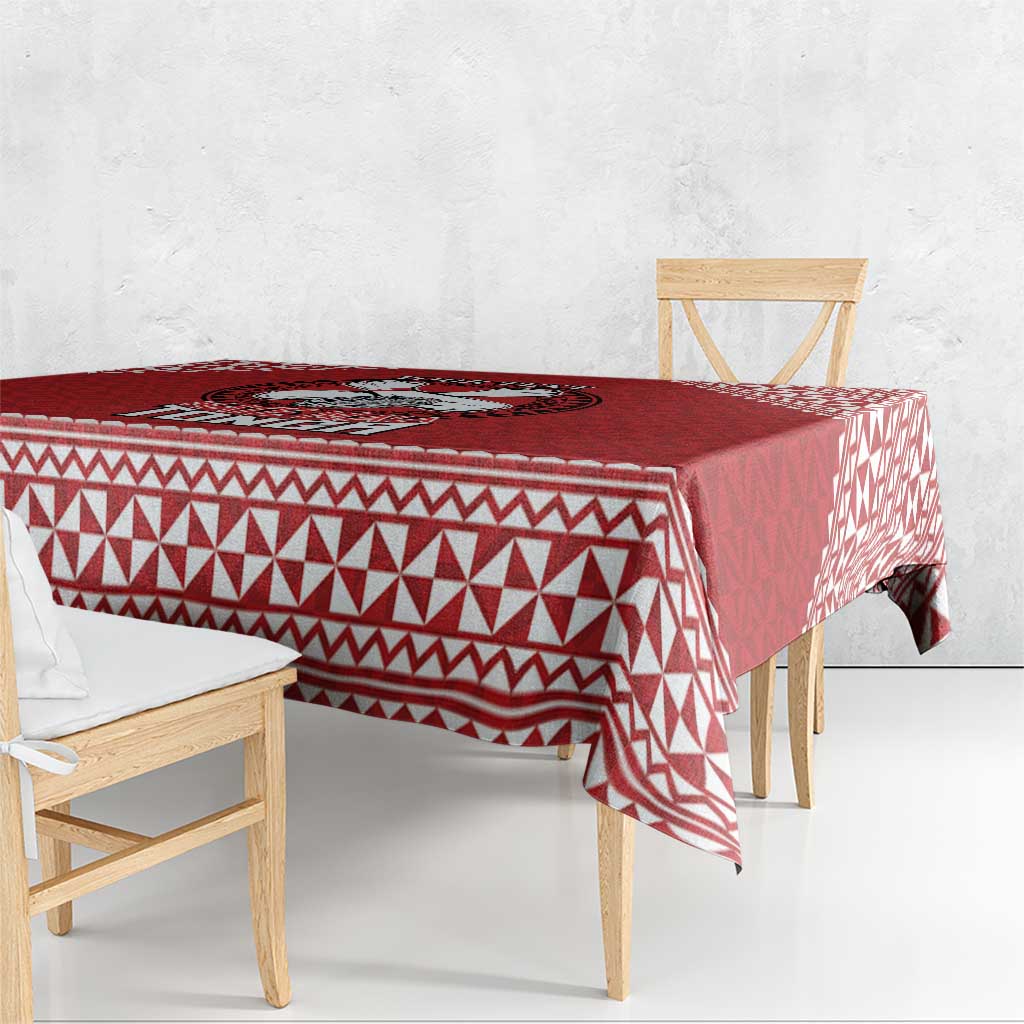 Tonga Rugby XIII Custom Tablecloth Mate Ma'a Tonga with Ngatu Pattern LT9 - Polynesian Pride