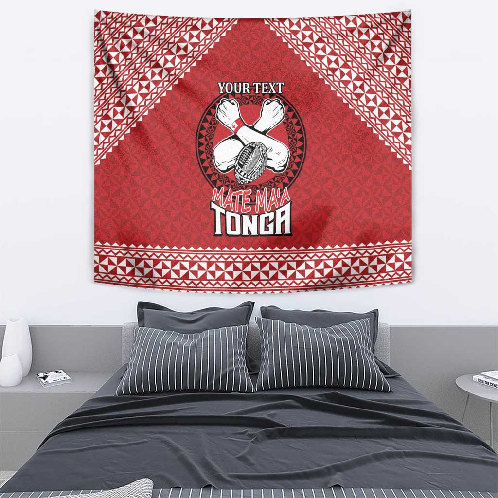 Tonga Rugby XIII Custom Tapestry Mate Ma'a Tonga with Ngatu Pattern