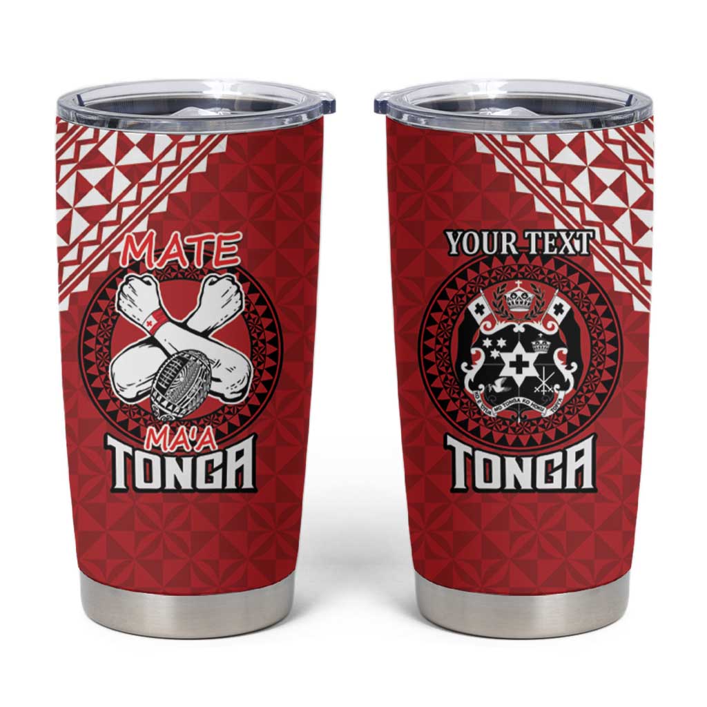 Tonga Rugby XIII Custom Tumbler Cup Mate Ma'a Tonga with Ngatu Pattern