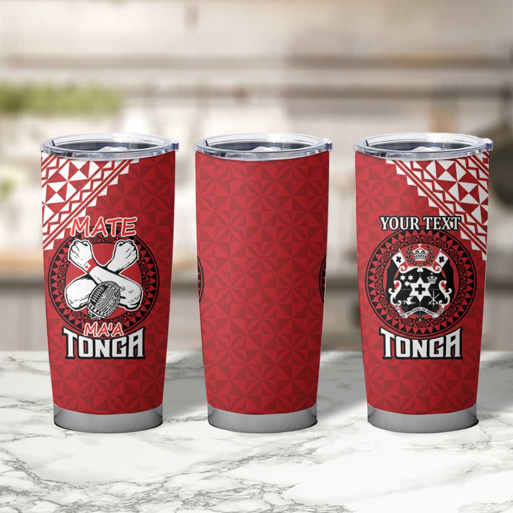Tonga Rugby XIII Custom Tumbler Cup Mate Ma'a Tonga with Ngatu Pattern LT9 - Polynesian Pride
