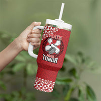 Tonga Rugby XIII Custom Tumbler With Handle Mate Ma'a Tonga with Ngatu Pattern LT9 - Polynesian Pride