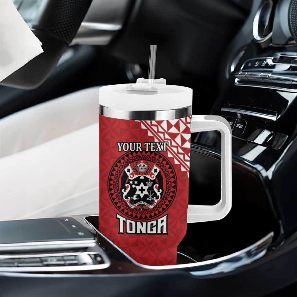 Tonga Rugby XIII Custom Tumbler With Handle Mate Ma'a Tonga with Ngatu Pattern LT9 - Polynesian Pride