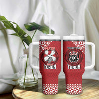 Tonga Rugby XIII Custom Tumbler With Handle Mate Ma'a Tonga with Ngatu Pattern LT9 - Polynesian Pride