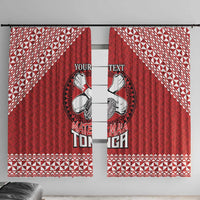 Tonga Rugby XIII Custom Window Curtain Mate Ma'a Tonga with Ngatu Pattern LT9 With Hooks Red - Polynesian Pride