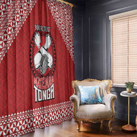 Tonga Rugby XIII Custom Window Curtain Mate Ma'a Tonga with Ngatu Pattern LT9 - Polynesian Pride