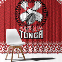 Tonga Rugby XIII Custom Window Curtain Mate Ma'a Tonga with Ngatu Pattern LT9 - Polynesian Pride