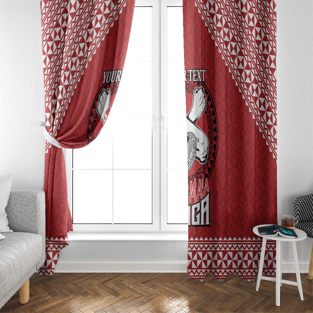 Tonga Rugby XIII Custom Window Curtain Mate Ma'a Tonga with Ngatu Pattern LT9 - Polynesian Pride