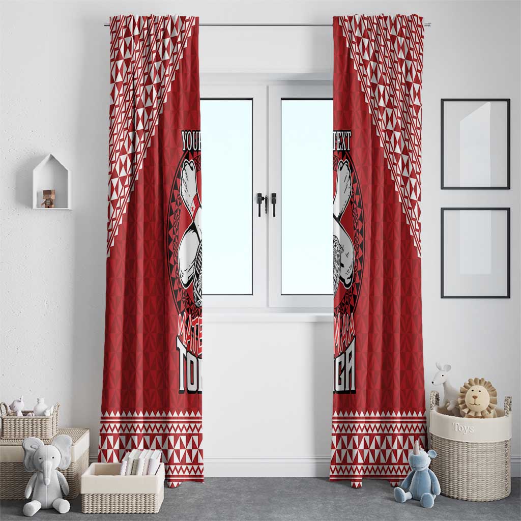 Tonga Rugby XIII Custom Window Curtain Mate Ma'a Tonga with Ngatu Pattern LT9 - Polynesian Pride