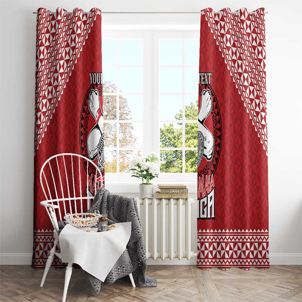 Tonga Rugby XIII Custom Window Curtain Mate Ma'a Tonga with Ngatu Pattern LT9 - Polynesian Pride