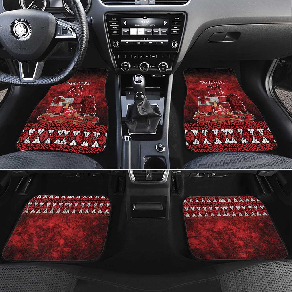 Custom Tonga 676 Haamonga a Maui Car Mats Tongan Sipi Tau Unique Dance LT9 Set 4pcs Red - Polynesian Pride