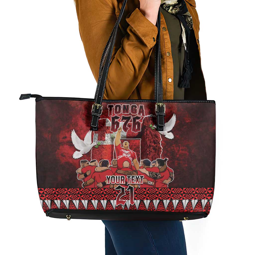 Custom Tonga 676 Haamonga a Maui Leather Tote Bag Tongan Sipi Tau Unique Dance LT9 - Polynesian Pride
